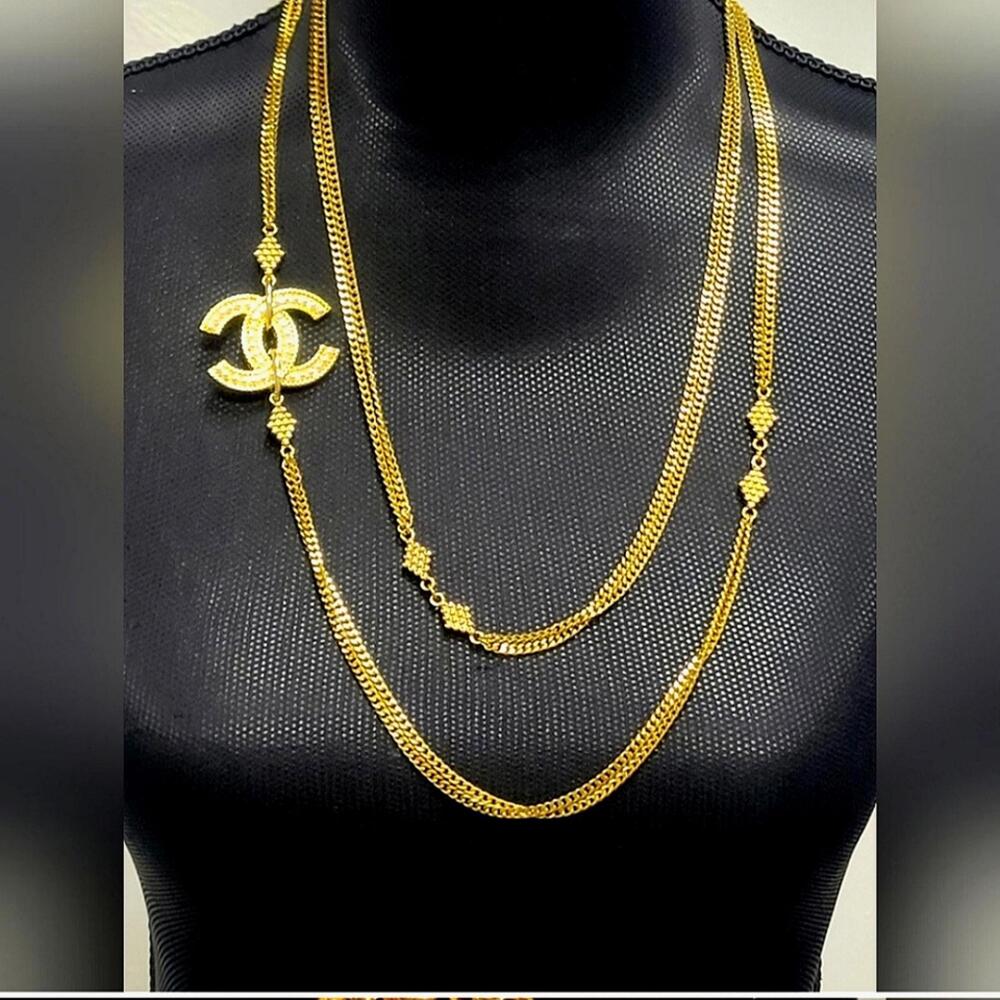 Vintage Monet 56" Chain Large CC zip pull Custom Necklace